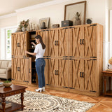 71" Pantry Cabinet with Drawer, Farmhouse Barn Doors and Adjustable Shelves, Freestanding Storage Cabinet for Kitchen, Dining Room,  Utility Room