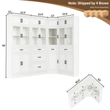 80" Tall Corner Cabinet with Glass Doors and Adjustable Shelves | Large Mordern Farmhouse Corner Pantry Cabinet