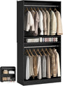 36'' Freestanding Closet System with 2 Hanging Rods & Adjustable Shelve