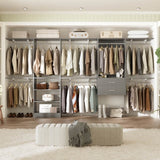 Walk in Closet System with 2 Sets, with 2 Drawers & 8 Hanging Rods, Reversible Design, 154''L x 15.7''W x 75''H