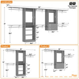 Walk in Closet System with 2 Sets, with 2 Drawers & 8 Hanging Rods, Reversible Design, 154''L x 15.7''W x 75''H