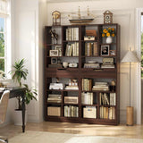 Tall Narrow Bookcase with Drawer, 6-Tier Storage Shelf with Cubes, Slim Bookshelf for Small Spaces, Living Room & Home Office