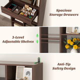 Tall Narrow Bookcase with Drawer, 6-Tier Storage Shelf with Cubes, Slim Bookshelf for Small Spaces, Living Room & Home Office