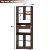 Tall Narrow Bookcase with Drawer, 6-Tier Storage Shelf with Cubes, Slim Bookshelf for Small Spaces, Living Room & Home Office