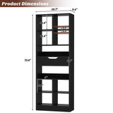 Tall Narrow Bookcase with Drawer, 6-Tier Storage Shelf with Cubes, Slim Bookshelf for Small Spaces, Living Room & Home Office