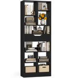 Tall Narrow Bookcase with Drawer, 6-Tier Storage Shelf with Cubes, Slim Bookshelf for Small Spaces, Living Room & Home Office