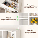 Tall Narrow Bookcase with Drawer, 6-Tier Storage Shelf with Cubes, Slim Bookshelf for Small Spaces, Living Room & Home Office