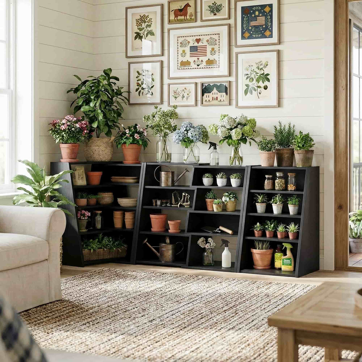 Extendable Ladder Bookshelf, Adjustable & L-Shaped Corner Bookcase, for Living Room, Bedroom & Office