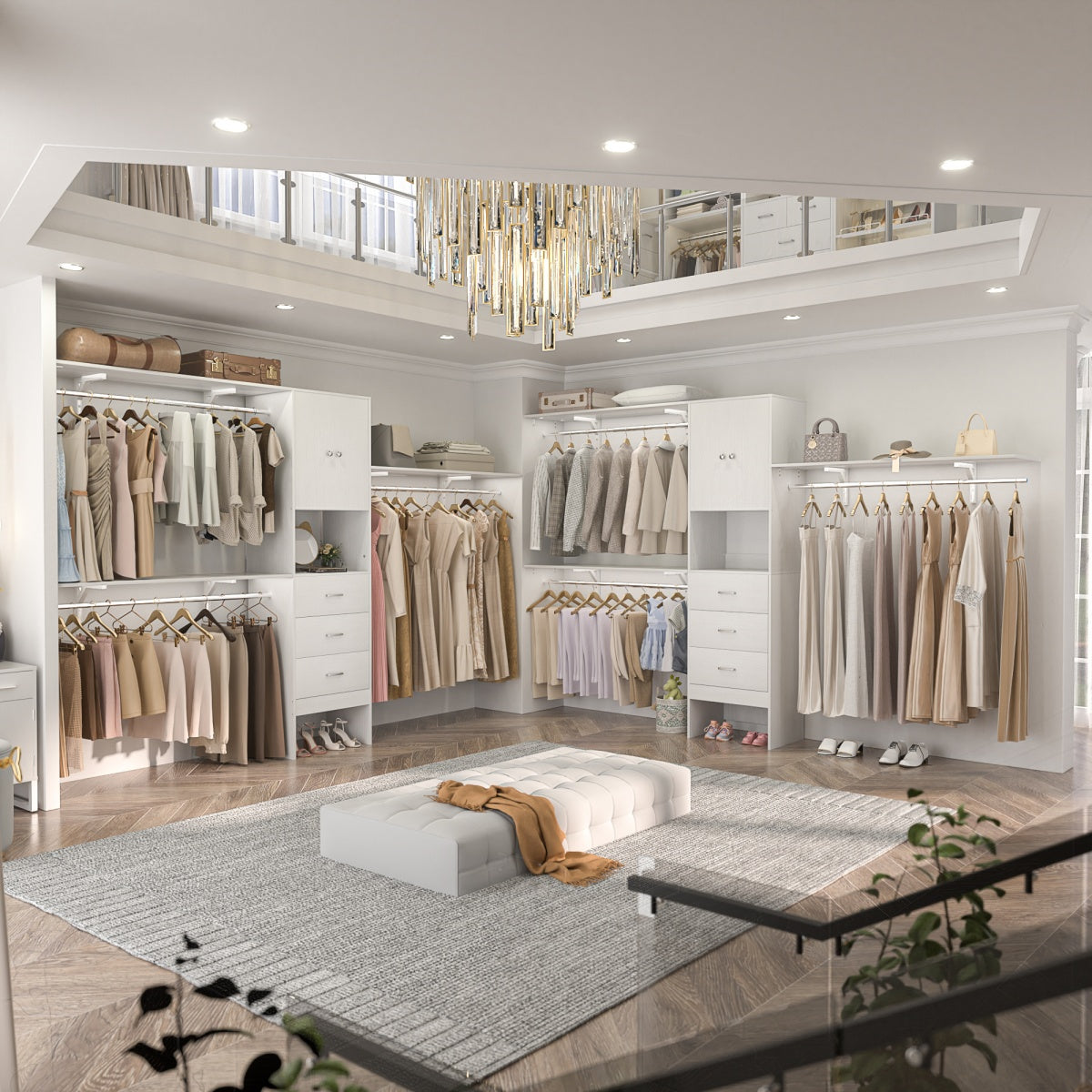 新品　PP* closet Unikito 120'' Large Closet System with 3 Drawers, 3 Hanging Rods