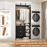 2.5FT Closet System with 3 Wooden Drawers and Shelves, 29.6'' Freestanding Walk In Clothes Storage Organizer for Home