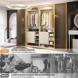 2.5FT Closet System with 3 Wooden Drawers and Shelves, 29.6'' Freestanding Walk In Clothes Storage Organizer for Home