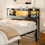 Full Size Headboard with Storage Shelf for Full Size Bed, with Power Outlets & LED Light