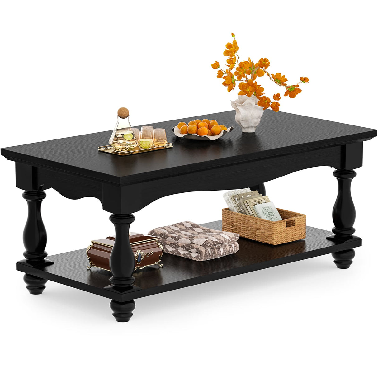 2-Tier Framhouse Coffee Table with Storage