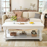 2-Tier Framhouse Coffee Table with Storage