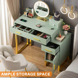 Makeup Vanity Desk with 4 Storage Drawers and Charging Station