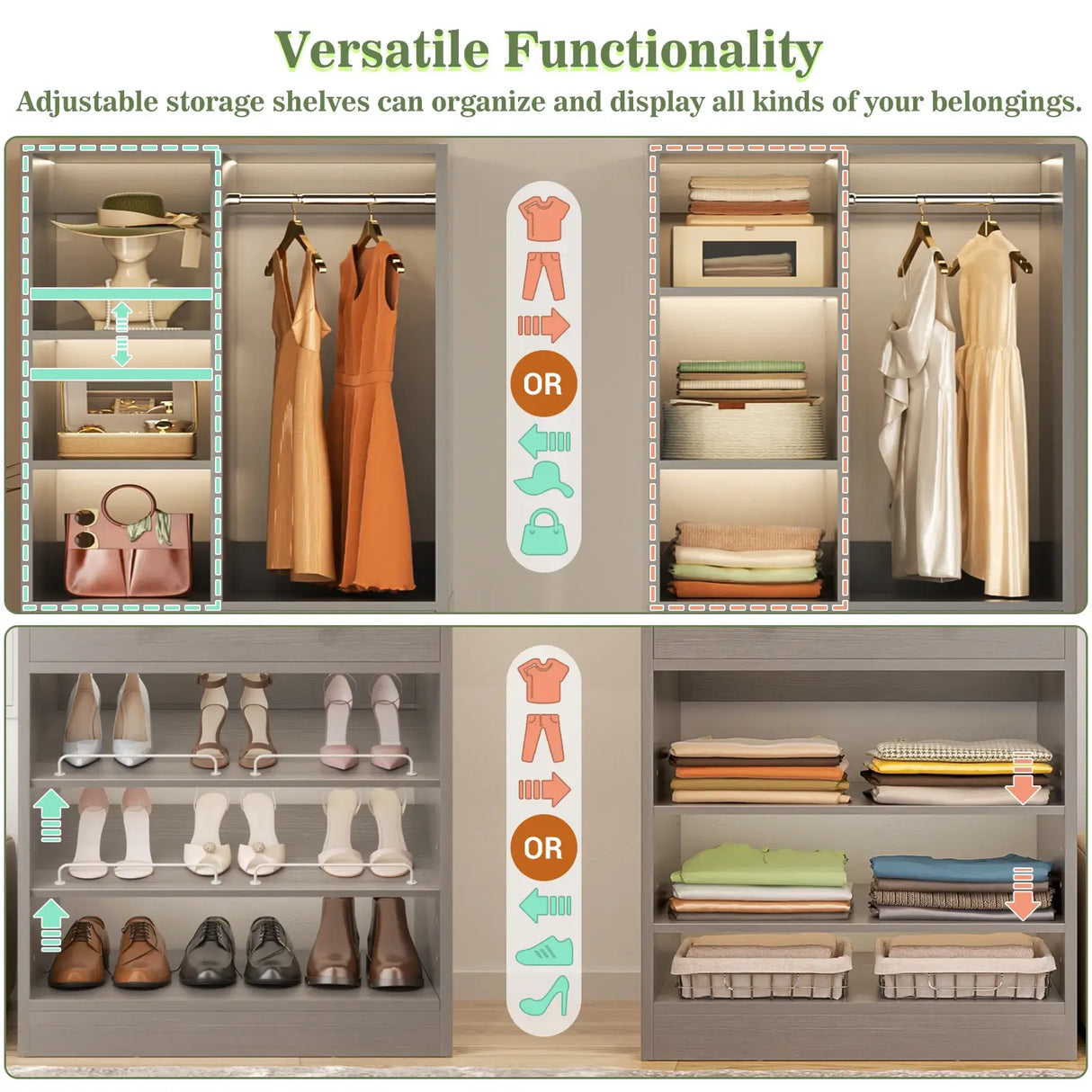 28-Inch Freestanding Closet Organizer with 2 Drawers and Shelves