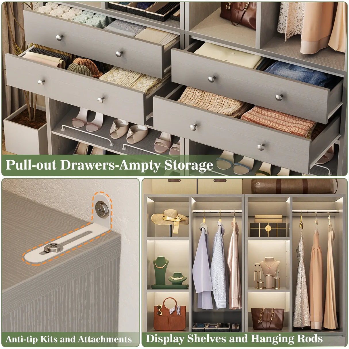 28-Inch Freestanding Closet Organizer with 2 Drawers and Shelves