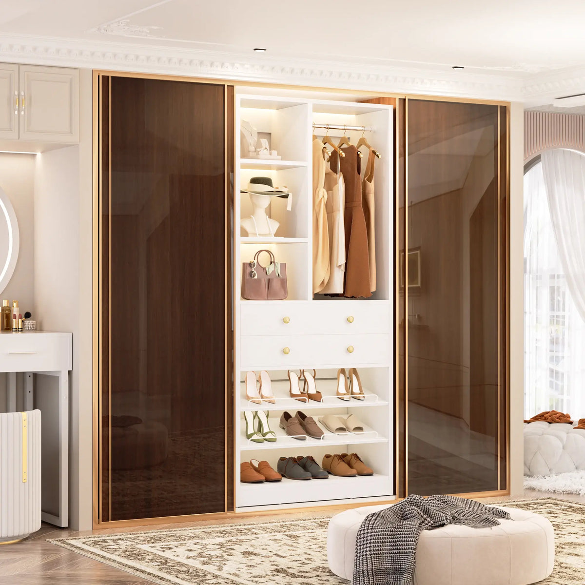 Unikito 28-Inch Freestanding Closet Organizer with 2 Drawers and Shelves