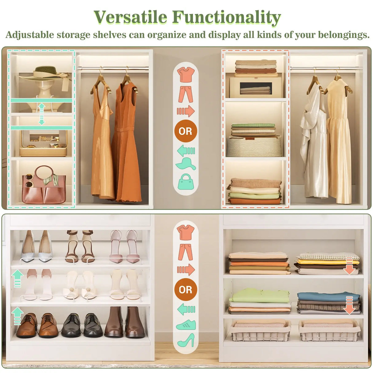 28-Inch Freestanding Closet Organizer with 2 Drawers and Shelves