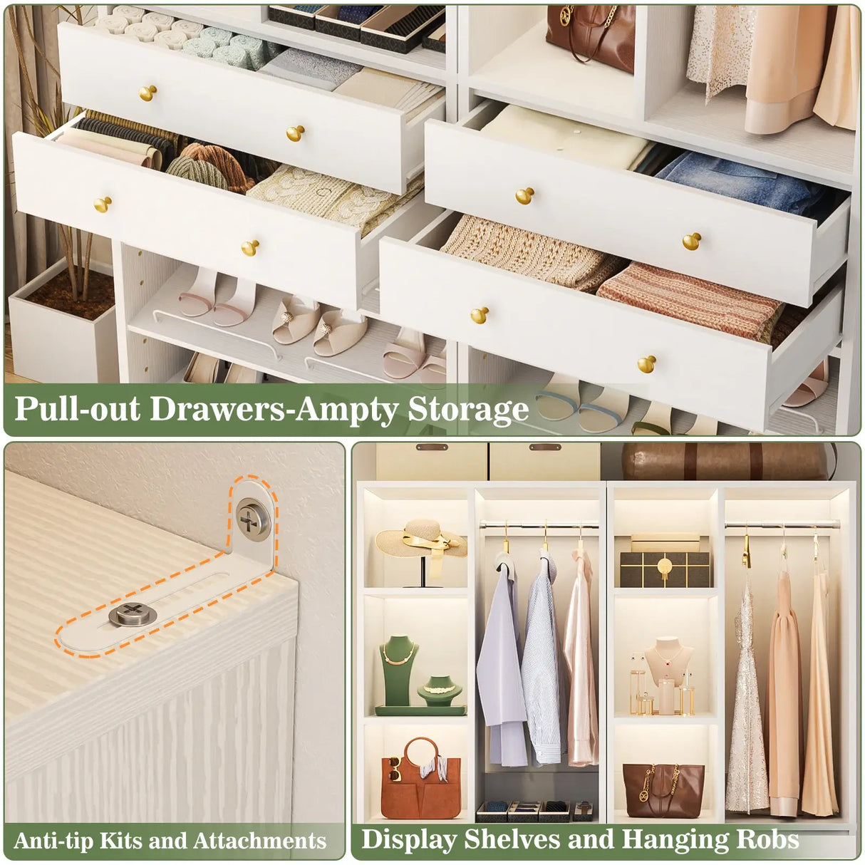 28-Inch Freestanding Closet Organizer with 2 Drawers and Shelves