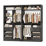 72 inch Walk in Closet Organizer with Drawers, Shelves and Hanging Rods, 2 Packs