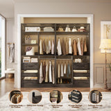 72 inch Walk in Closet Organizer with Drawers, Shelves and Hanging Rods, 2 Packs