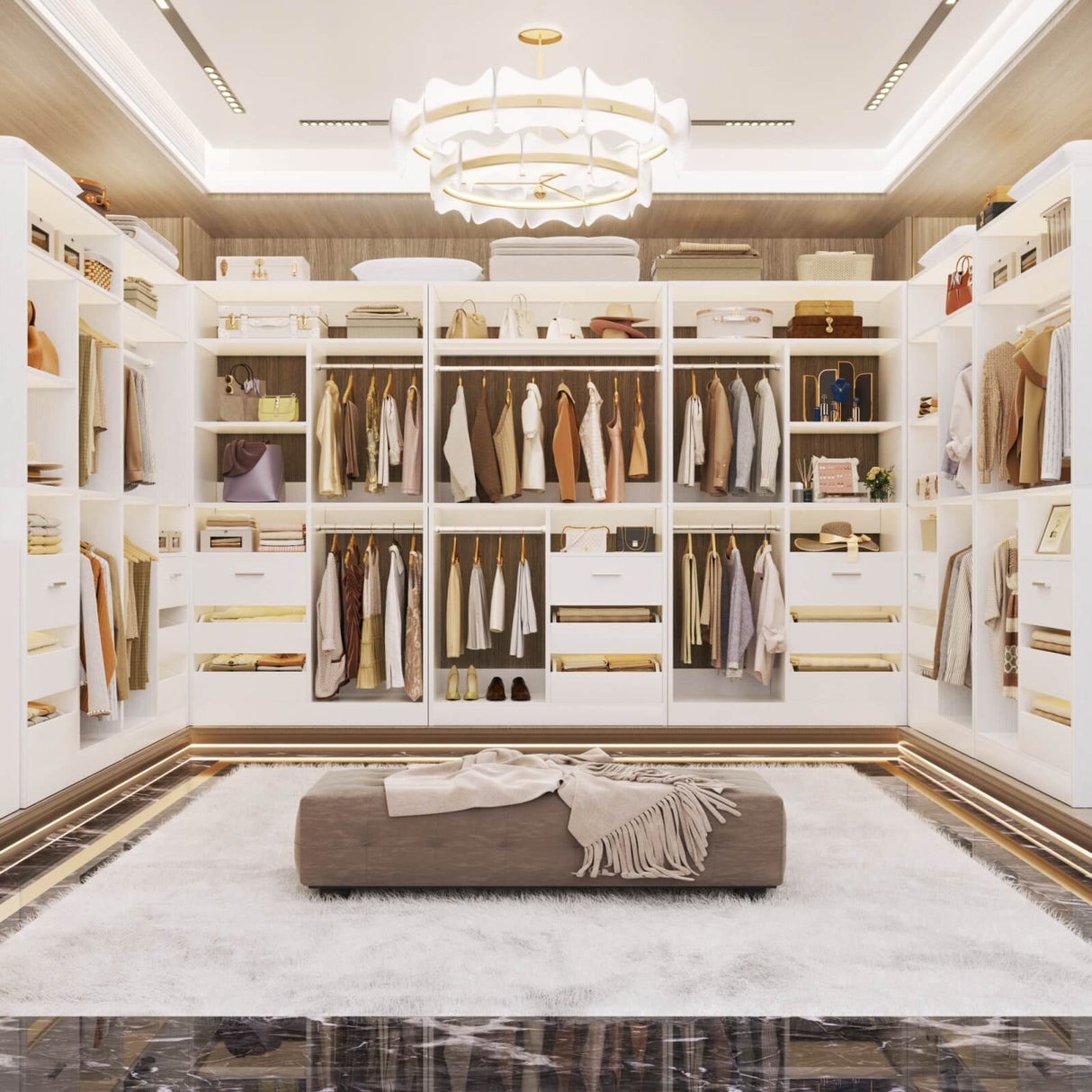 72 inch Walk in Closet Organizer with Drawers, Shelves and Hanging Rods, 2 Packs