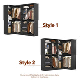 6FT Heavy Duty Corner Closet Organizer System with Drawers, Shelves and Hanging Rods