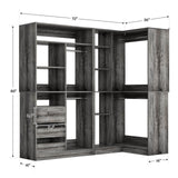 6FT Heavy Duty Corner Closet Organizer System with Drawers, Shelves and Hanging Rods