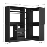 6FT Heavy Duty Corner Closet Organizer System with Drawers, Shelves and Hanging Rods