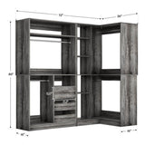 6FT Heavy Duty Corner Closet Organizer System with Drawers, Shelves and Hanging Rods