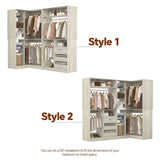 6FT Heavy Duty Corner Closet Organizer System with Drawers, Shelves and Hanging Rods