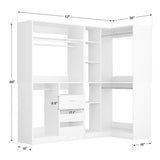 6FT Heavy Duty Corner Closet Organizer System with Drawers, Shelves and Hanging Rods