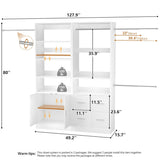 128'' Walk-in Closet System with 2 Sets, Closet Organizer with 4 Fabric Drawers and 4 Hanging Rods