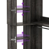 36'' Freestanding Corner Closet System with 2 Hanging Rods & 8 Storage Shelves