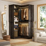 36'' Freestanding Corner Closet System with 2 Hanging Rods & 8 Storage Shelves