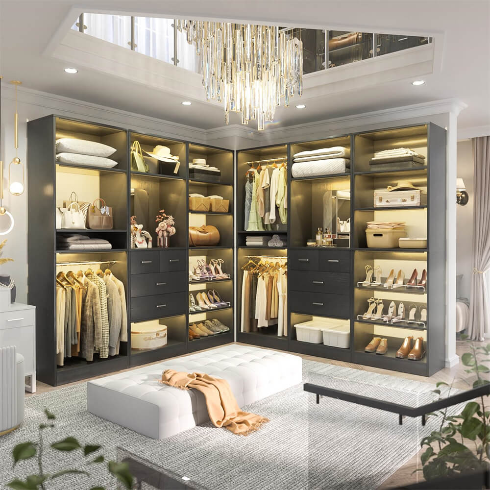 Unikito 75 Inch Closet System with Drawers, Freestanding Closet