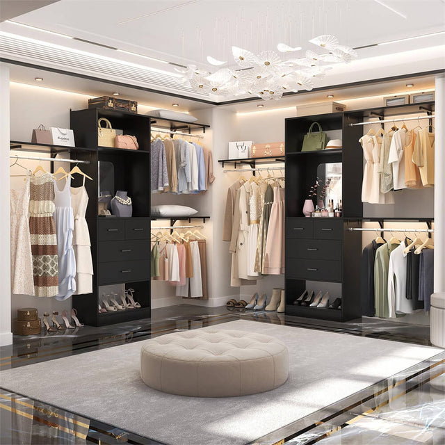 Unikito 96 Inch Closet Organizer System with 4 Drawers & 3 Shelf Towers ...