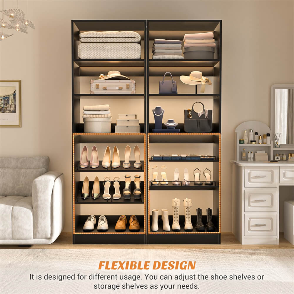 6 Pocket Hanging Shoe Storage Rack - Canvas Wardrobe Organiser With Shelves