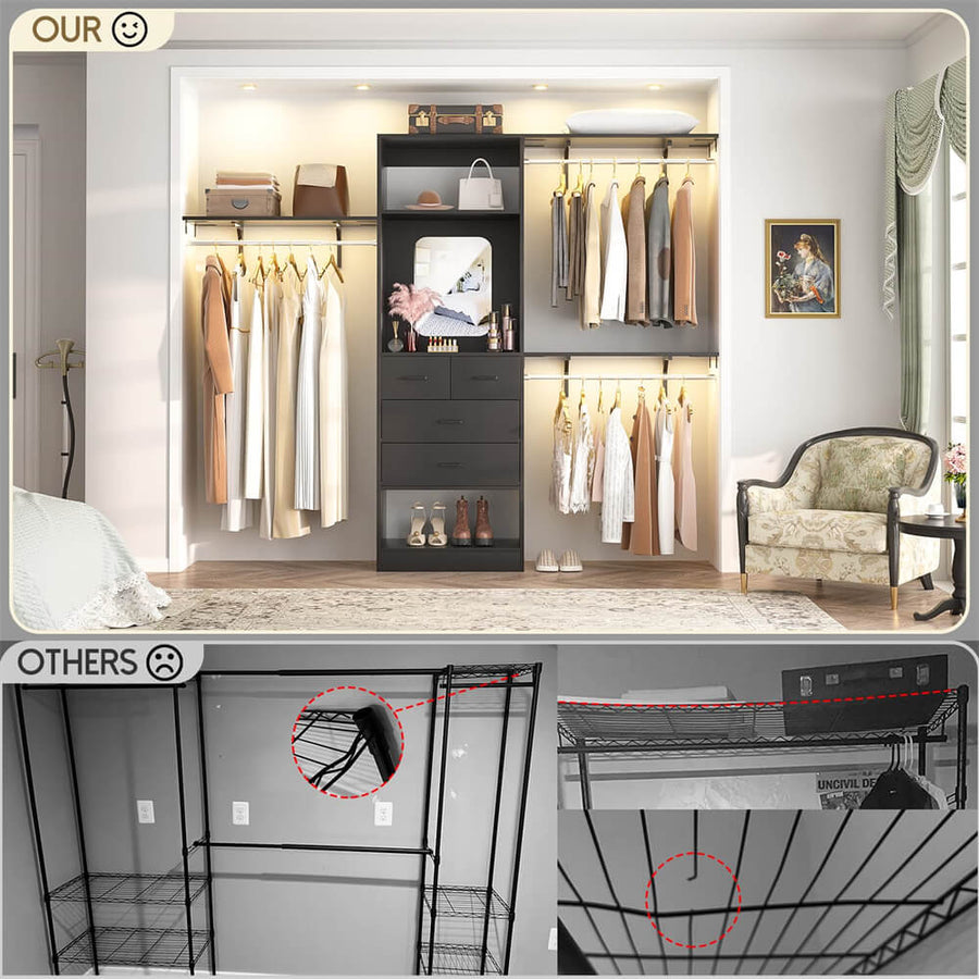 Unikito 96 Inch Closet Organizer System with 4 Drawers & 3 Shelf Towers ...