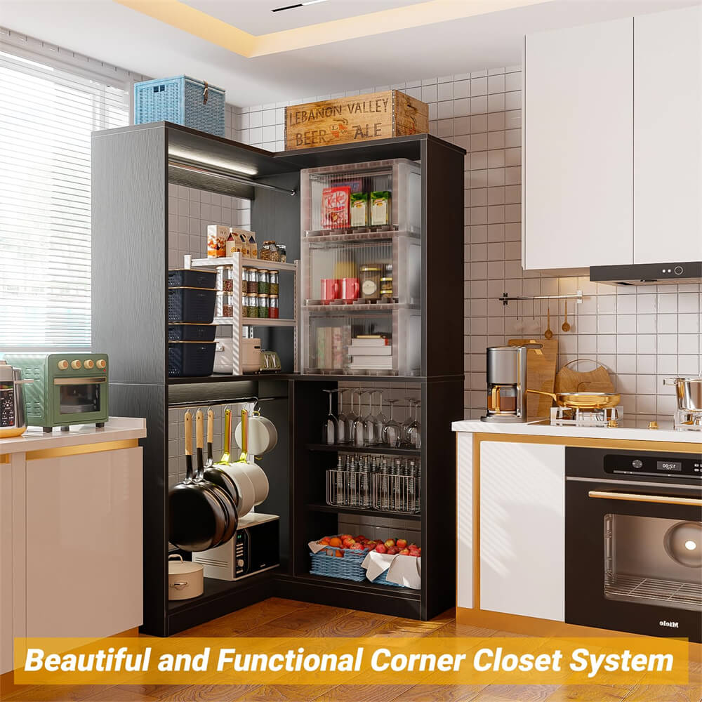 Unikito Corner Closet System with Storage Shelves, Freestanding