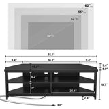 Unikito 55'' Corner TV Stand with Power Outlet, Corner Entertainment Center TV Console Table with 4 Open Storage Shelves, Metal Frame for Living Room, Bedroom, Industrial 60'' Corner TV Stand