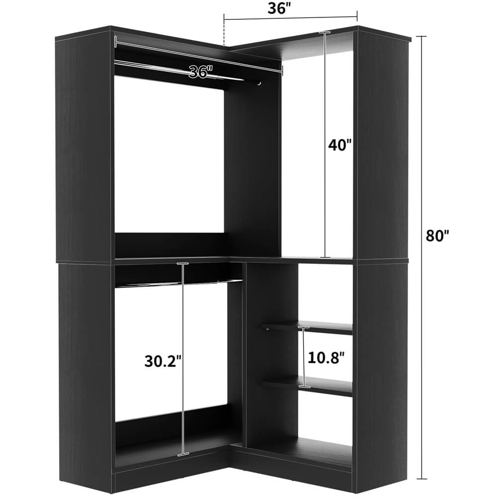 Unikito Corner Closet System with Storage Shelves, Freestanding