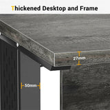 Unikito L Shaped Office Desk with Storage Cabinet and Recessed Power Strip LED Strip, 55 Inch Thickened Heavy Duty Executive Computer Desk with 2 Drawers and 1 Door Cabinet