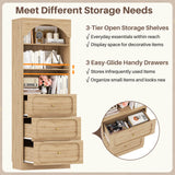80'' Tall Bookcase with Drawers, Arched Wooden Bookshelf with Open Shelves & Storage for Living Room, Office & Bedroom