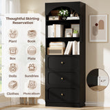 80'' Tall Bookcase with Drawers, Arched Wooden Bookshelf with Open Shelves & Storage for Living Room, Office & Bedroom