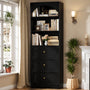 80'' Tall Bookcase with Drawers, Arched Wooden Bookshelf with Open Shelves & Storage for Living Room, Office & Bedroom