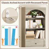 80'' Tall Bookcase with Drawers, Arched Wooden Bookshelf with Open Shelves & Storage for Living Room, Office & Bedroom