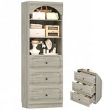 80'' Tall Bookcase with Drawers, Arched Wooden Bookshelf with Open Shelves & Storage for Living Room, Office & Bedroom