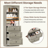 80'' Tall Bookcase with Drawers, Arched Wooden Bookshelf with Open Shelves & Storage for Living Room, Office & Bedroom